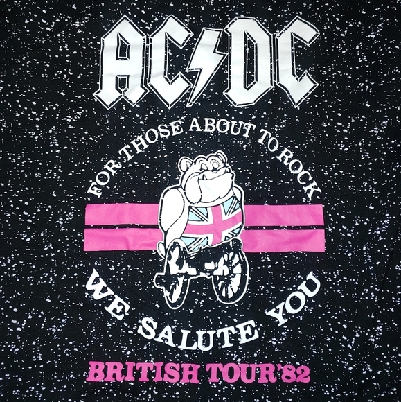 AC/DC British Tour 1982 For Those About to Rock Black Crewneck Sweatshirt Size L - Picture 4 of 6